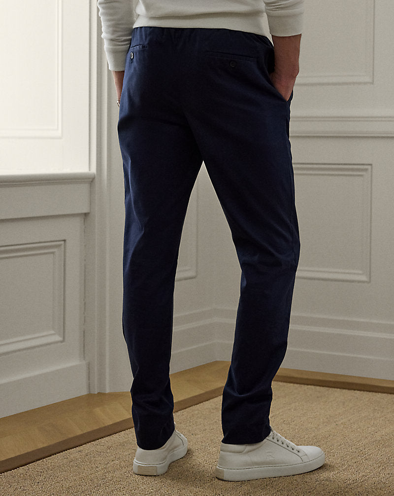 Hand-Tailored Stretch Satin Trouser Classic Chairman Navy