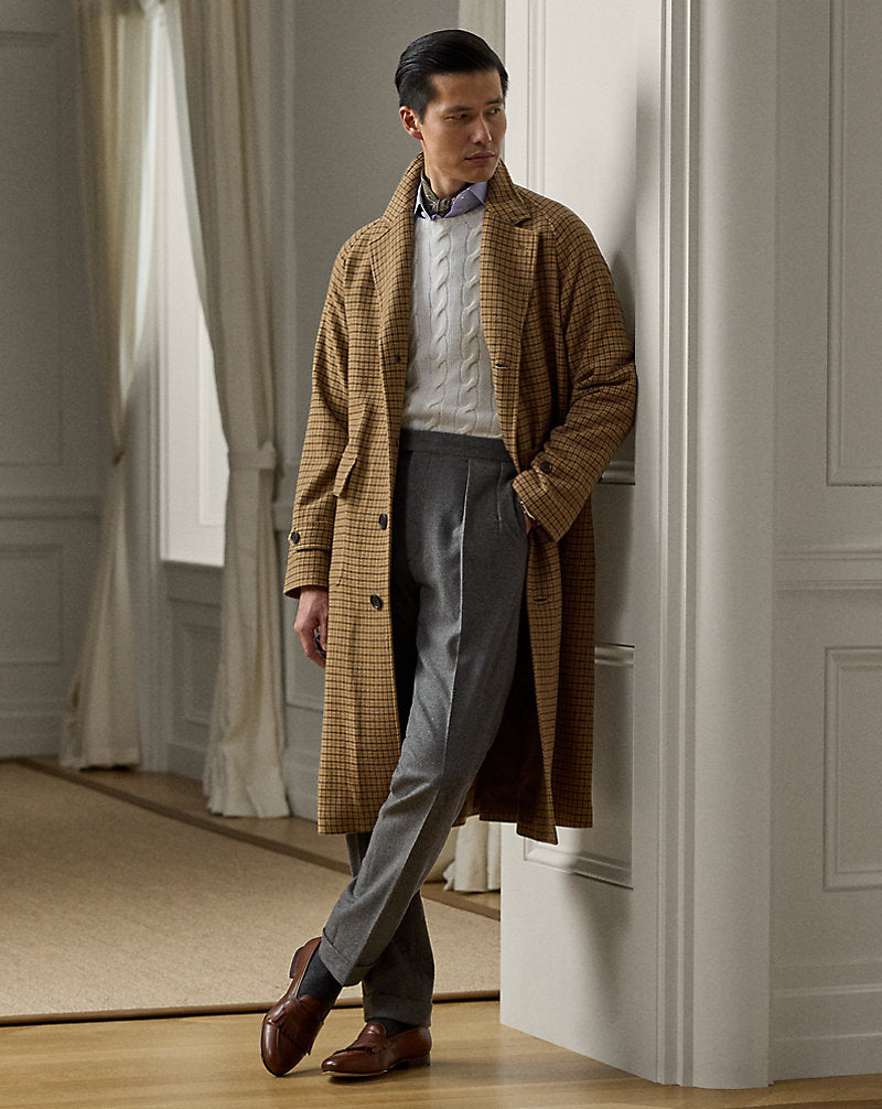 Hand-Tailored Cashmere-Wool Topcoat Brown/Tan Multi