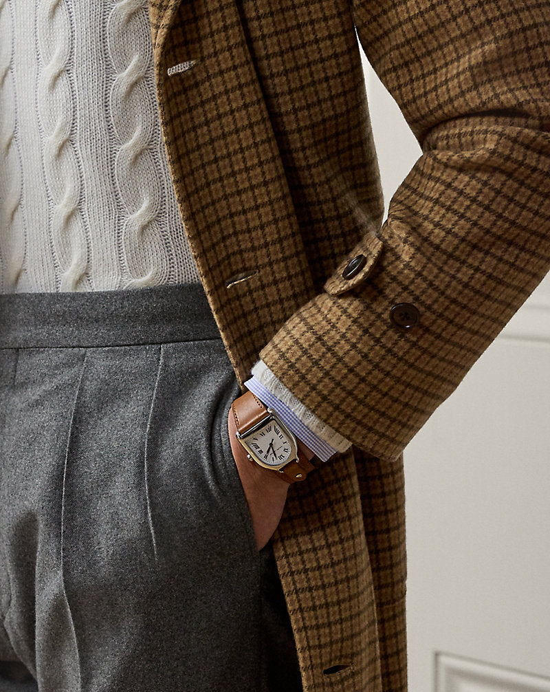 Hand-Tailored Cashmere-Wool Topcoat Brown/Tan Multi